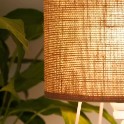 Tafellamp Trixi met draadframe wit/beige, stof, E14