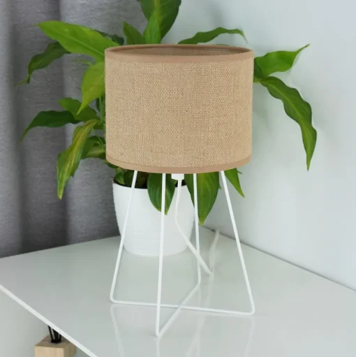 Tafellamp Trixi met draadframe wit/beige, stof, E14