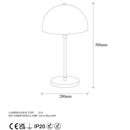Tafellamp Varzan 10857, goud antiek, metaal, hoogte 50 cm