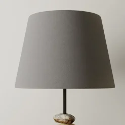 Tafellamp Vera, stoffen kap en steendecor, 55 cm