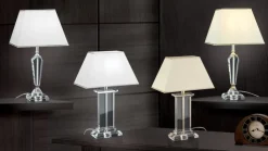 Tafellamp Veronique, voet smal, wit/chroom