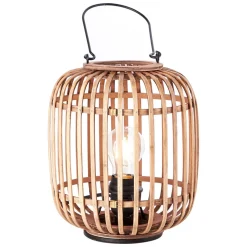 Tafellamp Woodrow, draaggreep, rotan, lichtbruin