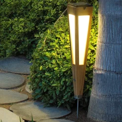 Tecka LED-zonnezaklamp met sensor, 52 cm, teakhout