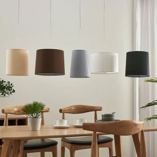 Textiele hanglamp Hermina, 5.lamps