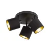 Tommy plafondspot, zwart/goud, Ø 25 cm, 3-lamps, stof