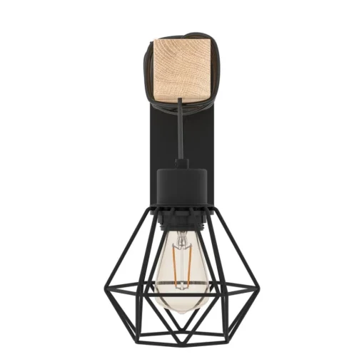 Townshend wandlamp, breedte 14 cm, zwart/eiken