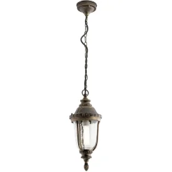Traditionele pendellamp PAULA met structuurglas
