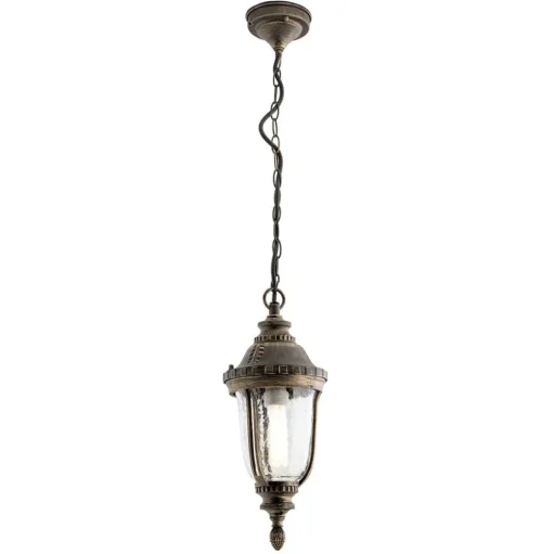 Traditionele pendellamp PAULA met structuurglas