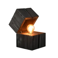 Treasure tafellamp, zwart, hout, scharnierend