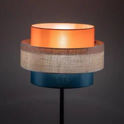 Trio vloerlamp, jute kap, oranje/natuurbruin/petrol