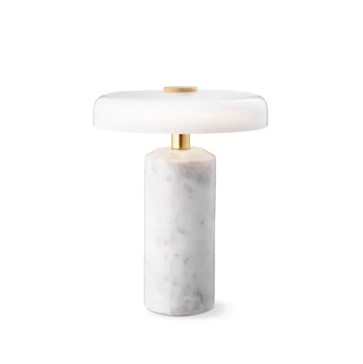 Trip LED oplaadbare tafellamp, wit / wit, marmer, glas, IP44