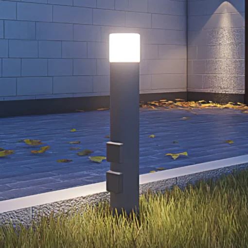 Tuinpadverlichting 400140024, hoogte 60 cm, antraciet, 2 stopcontacten