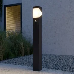 Tuinpadverlichting Kiran, 100 cm, sensor, grijs, IP44, E27