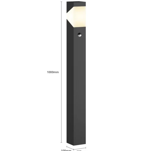 Tuinpadverlichting Kiran, 100 cm, sensor, grijs, IP44, E27