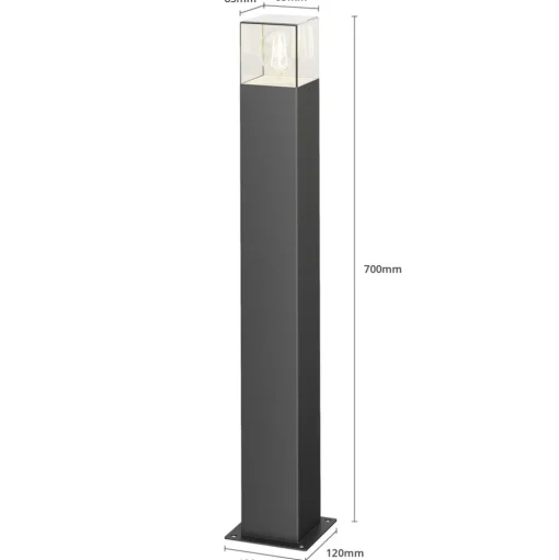 Tuinpadverlichting Lucande Keke, hoogte 70 cm, antraciet, aluminium