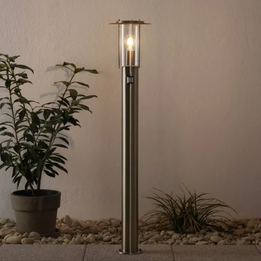 Tuinpadverlichting York, roestvrij staal, bewegingsmelder, IP44