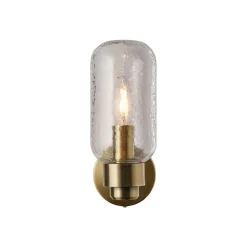Tutan wandlamp, metaal, glas, E14, IP44, messingkleurig
