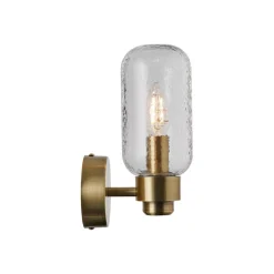 Tutan wandlamp, metaal, glas, E14, IP44, messingkleurig