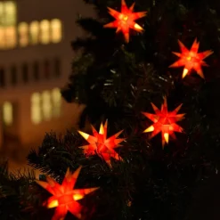 Tweekleurige LED lichtketting m.9sterren geel-rood
