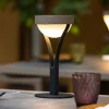 Tyble LED tafellamp op zonne-energie, zwart/teak, 2.700 K, 200 lm