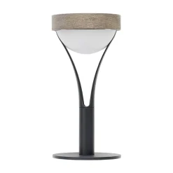 Tyble LED tafellamp op zonne-energie, zwart/teak, 2.700 K, 200 lm