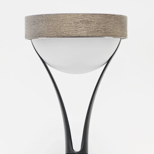 Tyble LED tafellamp op zonne-energie, zwart/teak, 2.700 K, 200 lm