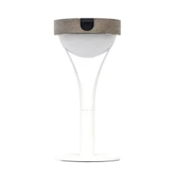 Tyble LED tafellamp op zonne-energie, wit / teak, 2.700 K, 200 lm