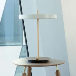 UMAGE LED tafellamp Asteria Table, USB, parelwit/messing