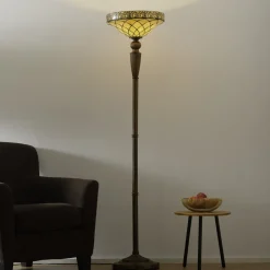 Uplighter vloerlamp Diamond in Tiffany-stijl