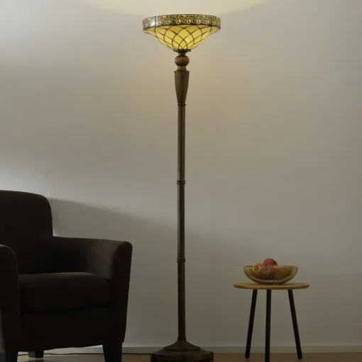 Uplighter vloerlamp Diamond in Tiffany-stijl