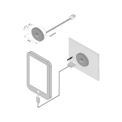USB-A wandcontactdoos + USB-C, staal, meubelinbouw, 24V ingang 20W