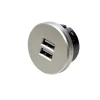 USB-dubbele stekkerdoos, rond, roestvrij staal