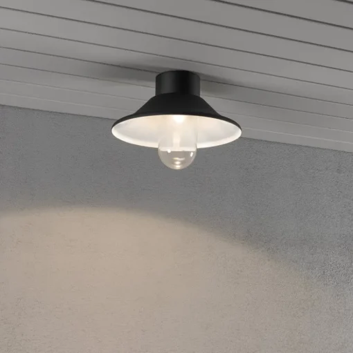 Vega LED plafondlamp, buiten, zwart, Ø 30 cm