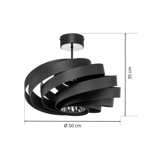 Vento plafondlamp, zwart, Ø 50 cm, metaal, E27