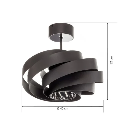 Vento plafondlamp, zwart, Ø 40 cm, metaal, E27