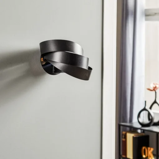 Vento wandlamp, zwart, E14, metaal, 14 cm hoog