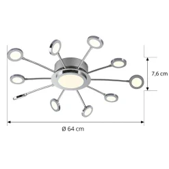 Verchroomde plafondlamp Meru, CCT