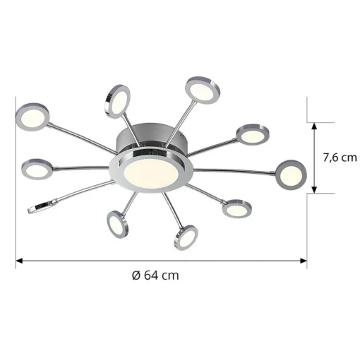 Verchroomde plafondlamp Meru, CCT