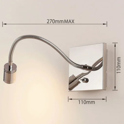 Verchroomde wandleeslamp Berfin, LED