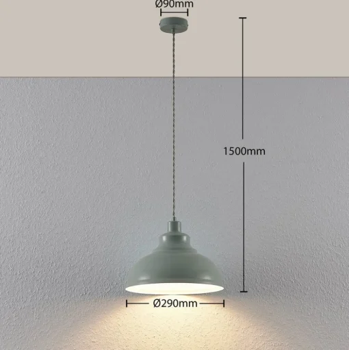 Vintage hanglamp Albertine, metaal, lichtblauw