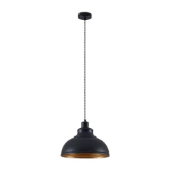 Vintage hanglamp Albertine, metaal, zwart