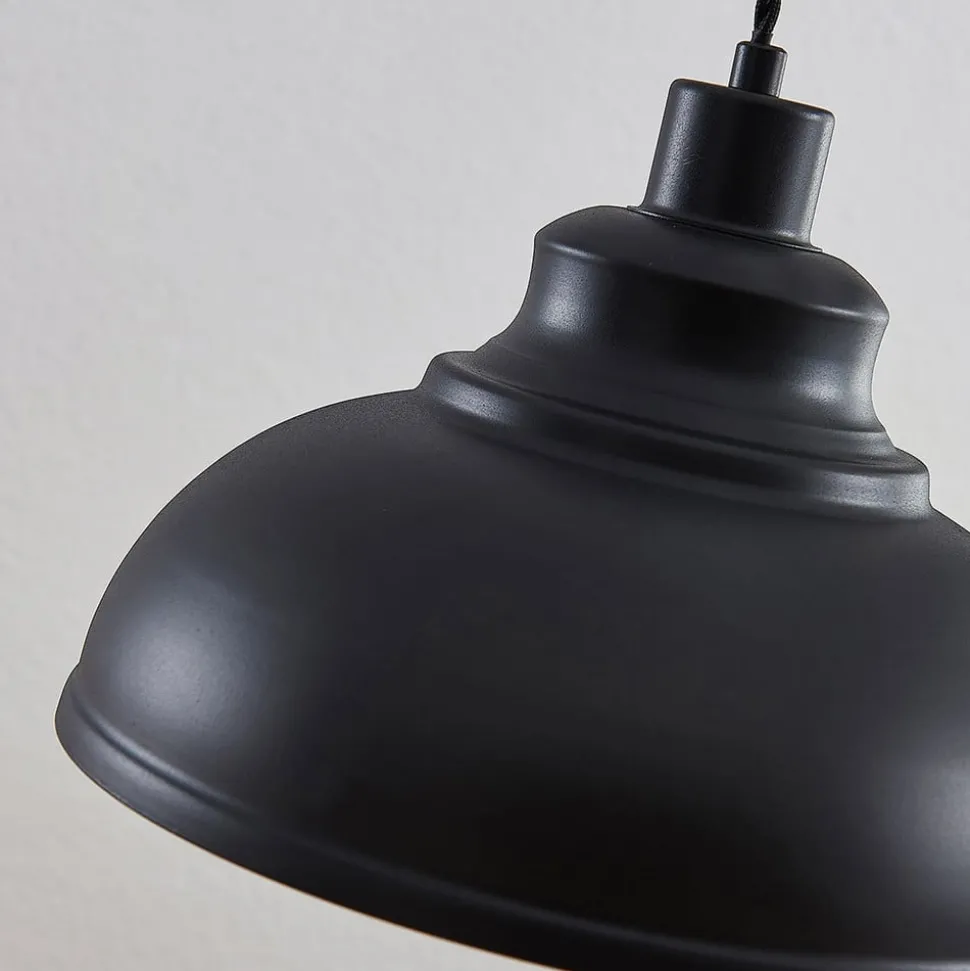 Vintage hanglamp Albertine, metaal, zwart