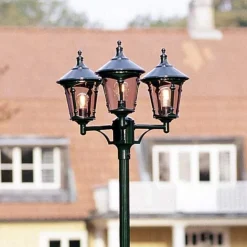Virgo lantaarnpaal, 3-lamps, donkergroen