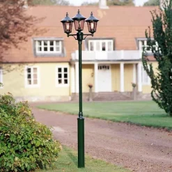 Virgo lantaarnpaal, 3-lamps, donkergroen