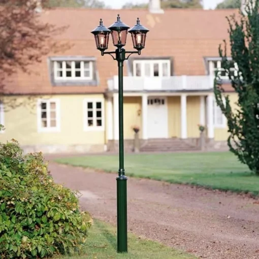 Virgo lantaarnpaal, 3-lamps, donkergroen