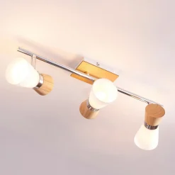 Vivica - 3-pits plafondlamp met houten elementen