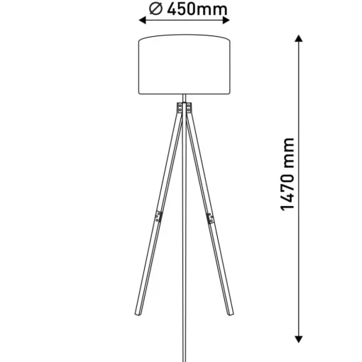 Vloerlamp 2072528, driebeen van hout, stoffen kap