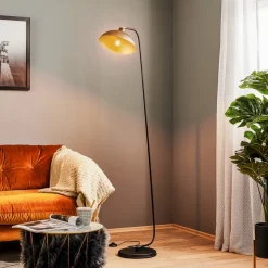 Vloerlamp 1036, 1-lamp, zwart-goud