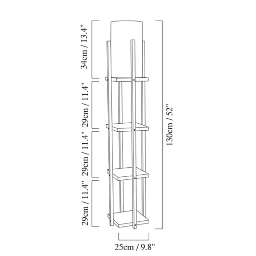 Vloerlamp 8111 zwart, plank, stoffen kap wit