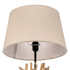 Vloerlamp Agar met stoffen kap en houten element